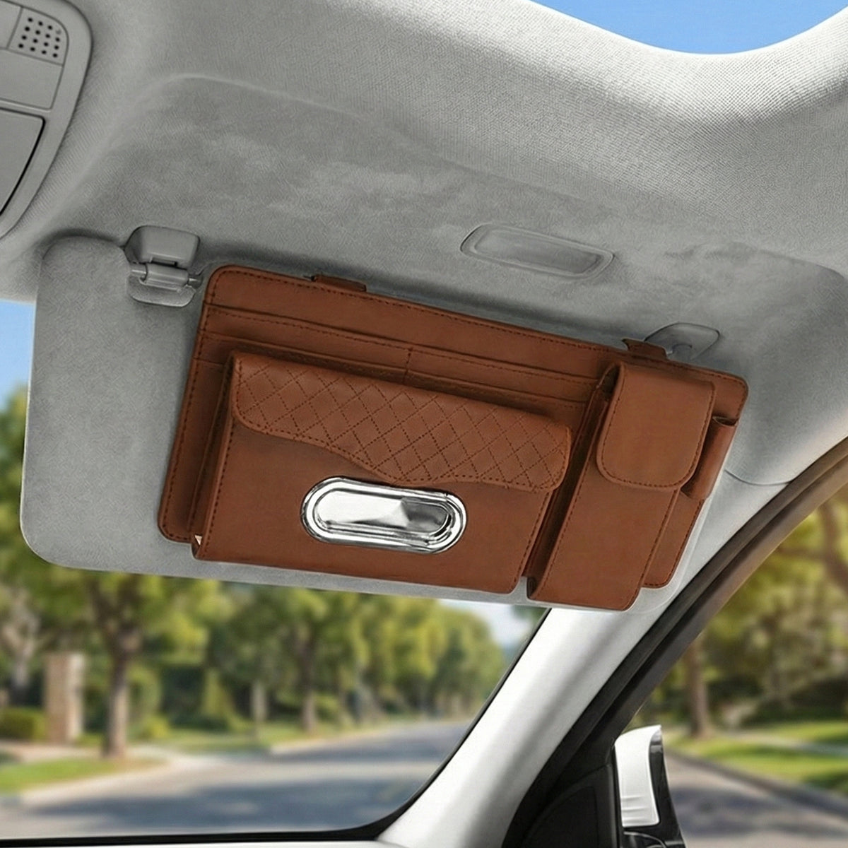 Car Visor Tissue Box with Glasses Clip